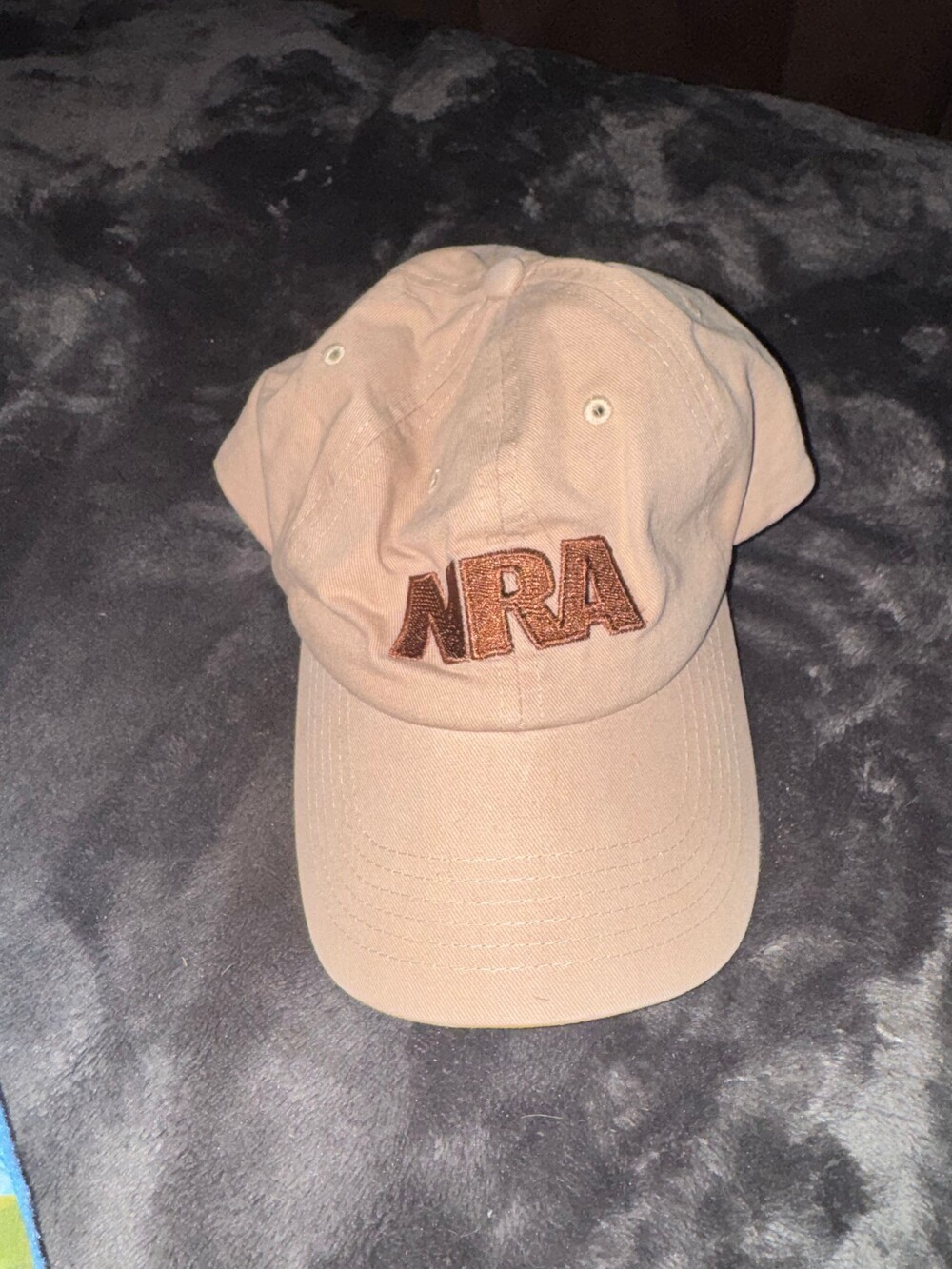 NRA Tan Baseball Cap Adjustable Velcro Strap Closure